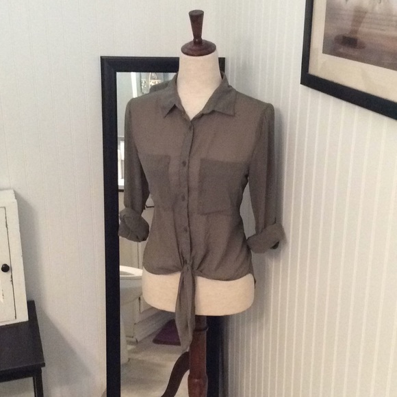 Sheer Button-Down Blouse - Picture 1 of 4